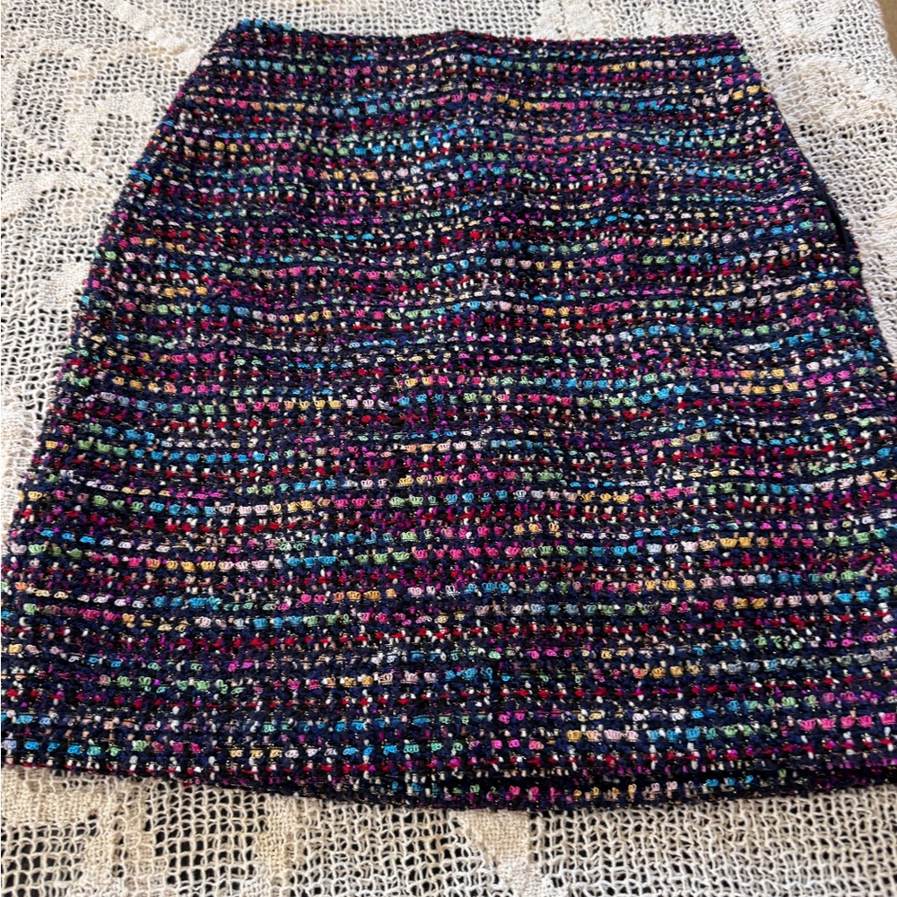 LOFT Black and Pink Mini Pencil Skirt Cocktail